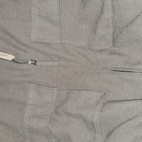 Max Studio olive green zip up shirt jacket women's top linen blend - Picture 9 of 10